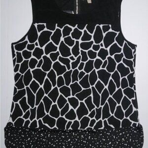 Roz & Ali Womens Black and White Animal Print Sleeveless Blouse Top Size XL